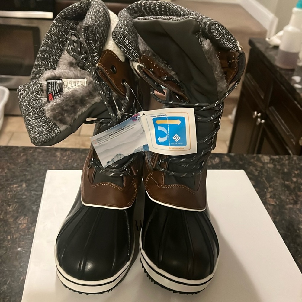 Dream Pairs Women's Black Brown Winter Rain Boots